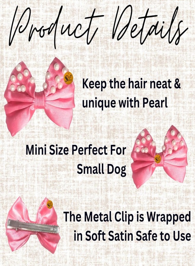 Sage Square Luxury Pet Pearl Bow | Stylish Grooming Clip | Fancy Bowknot for Dogs & Cats | Elegant Non-Slip Hair Accessory for Special Occasions, Parties & Weddings | Perfect for Your Pet (Pink) - Image 5
